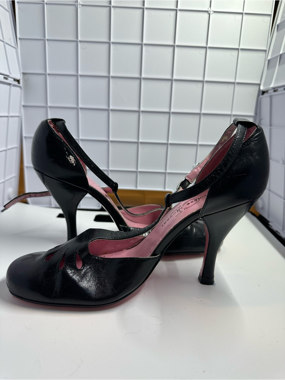 CL by Chinese Laundry BlackT-Strap Heels with Pink Insole